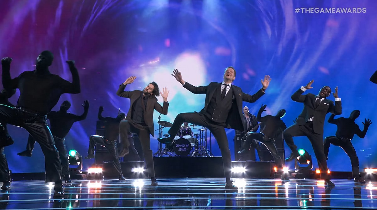 Remedy Entertainment Creative Director Sam Lake, beyond happy to be dancing to Herald of Darkness from Alan Wake 2 at the Game Awards 2023- alongside Ilkka Villi and David Harewood