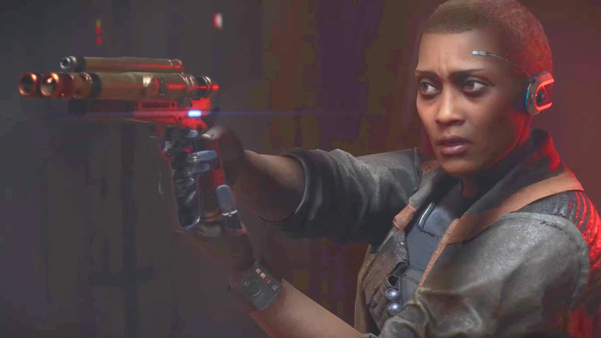 Vail Tormin (Mercedes Morris) attempts to arrest Kay Vess (Humberly González) in Star Wars Outlaws (2024), Ubisoft