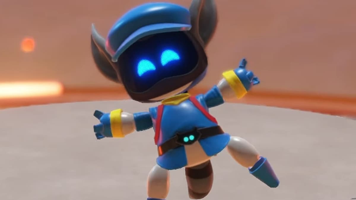 A sly-looking Astro Bot celebrates a successful rescue in Astro Bot (2025), Team Asobi