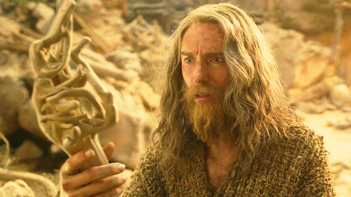 Gandalf (Daniel Weyman) finally comes upon his staff in The Lord of the Rings: The Rings of Power Season 2 Episode 8 "Shadow and Flame" (2024), Amazon Prime