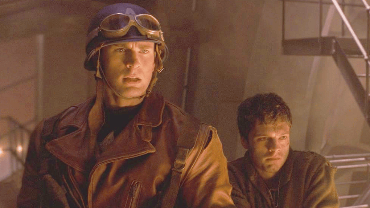 Cap (Chris Evans) and Bucky (Sebastian Stan) discover the truth about The Red Skull (Hugo Weaving) in Captain America: The First Avenger (2011), Marvel Entertainment