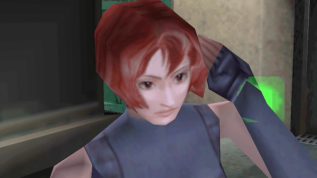 Regina (Stephanie Morgenstern) gets a mission update in Dino Crisis (1999), Capcom