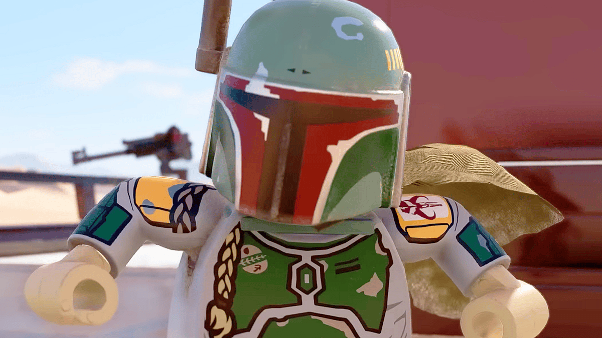 Boba Fett (Daniel Logan) discovers some unexpected guests on Jabba's Sail Barge, The Khetanna, in Lego Star Wars: The Skywalker Saga (2022), TT Games