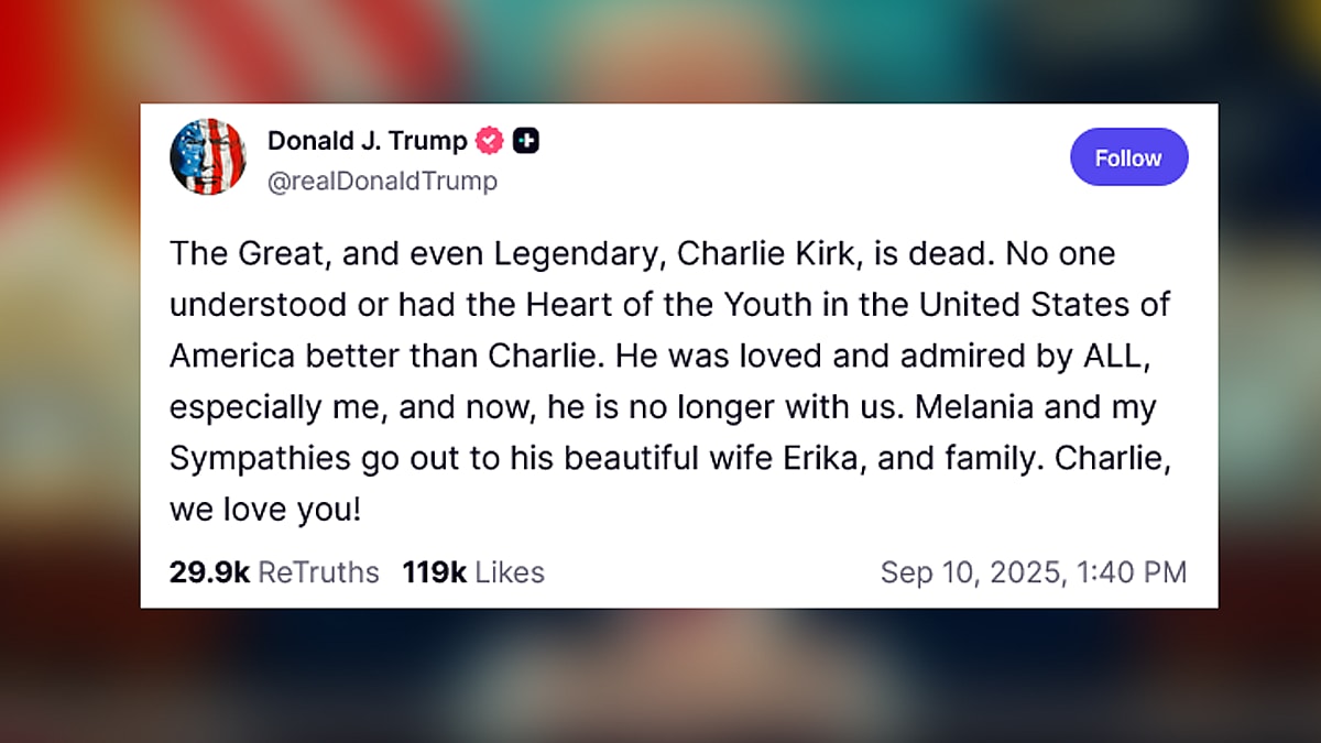 US President Donald Trump confirms Turning Point USA founder Charlie Kirk has died as a result of being shot on the Utah Valley University campus.