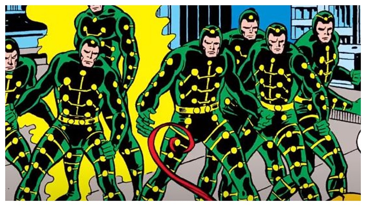 Multiple versions of Jamie Madrox (Multiple Man) attacking the Fantastic Four, Marvel Entertainment