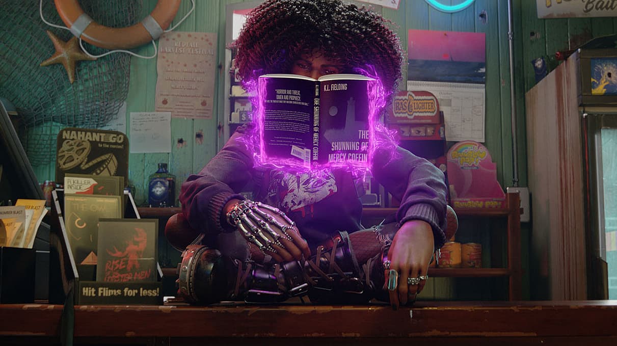 Layla Ellison reads book with telekinetic powers in Redfall (2023), Bethesda Softworks