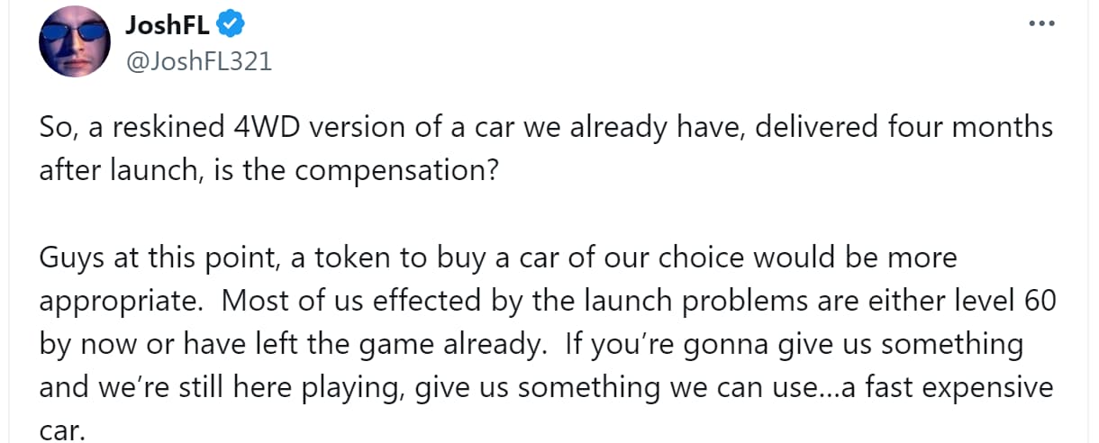Fans are unhappy with the meager attempt by 'Test Drive Unlimited Solar Crown' to apologize for its poor launch state.