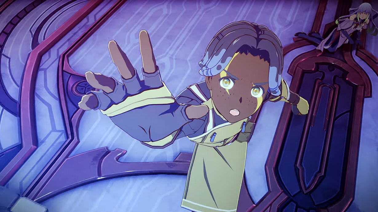 The player reaches out as Aeryn is on the ground via Blue Protocol (2023), Amazon Games