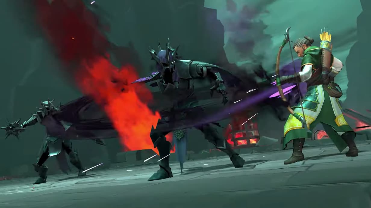 The Witch-king and a Nazgûl (Ringwraith) attack an elf via The Lord of the Rings: Heroes of Middle-earth (2023), EA
