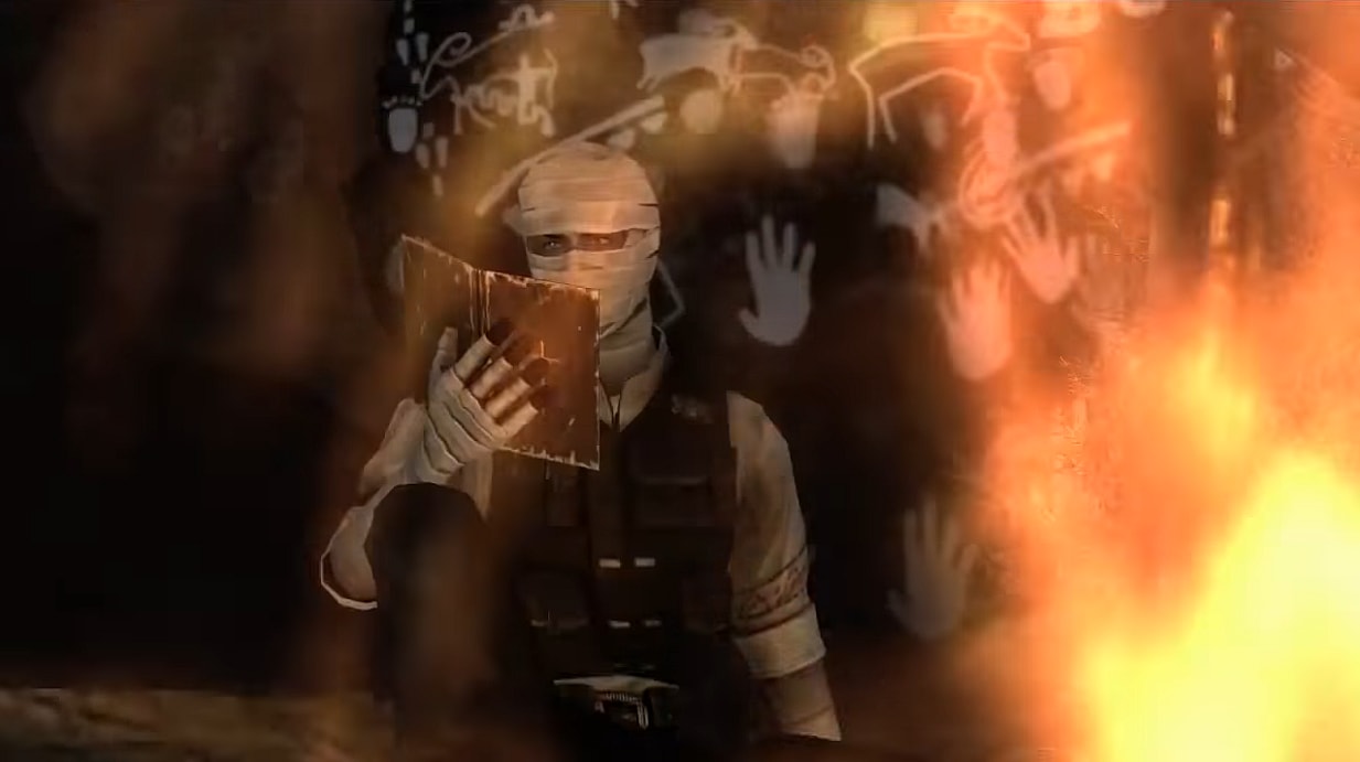 Joshua Graham reads the bible beside the fire via Fallout: New Vegas - Honest Hearts (2011), Bethesda Softworks