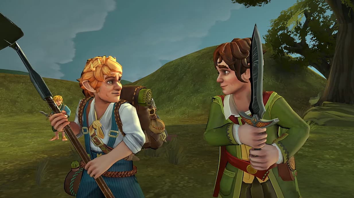 Frodo Baggins and Samwise Gamgee prepare for battle in The Lord of the Rings: Heroes of