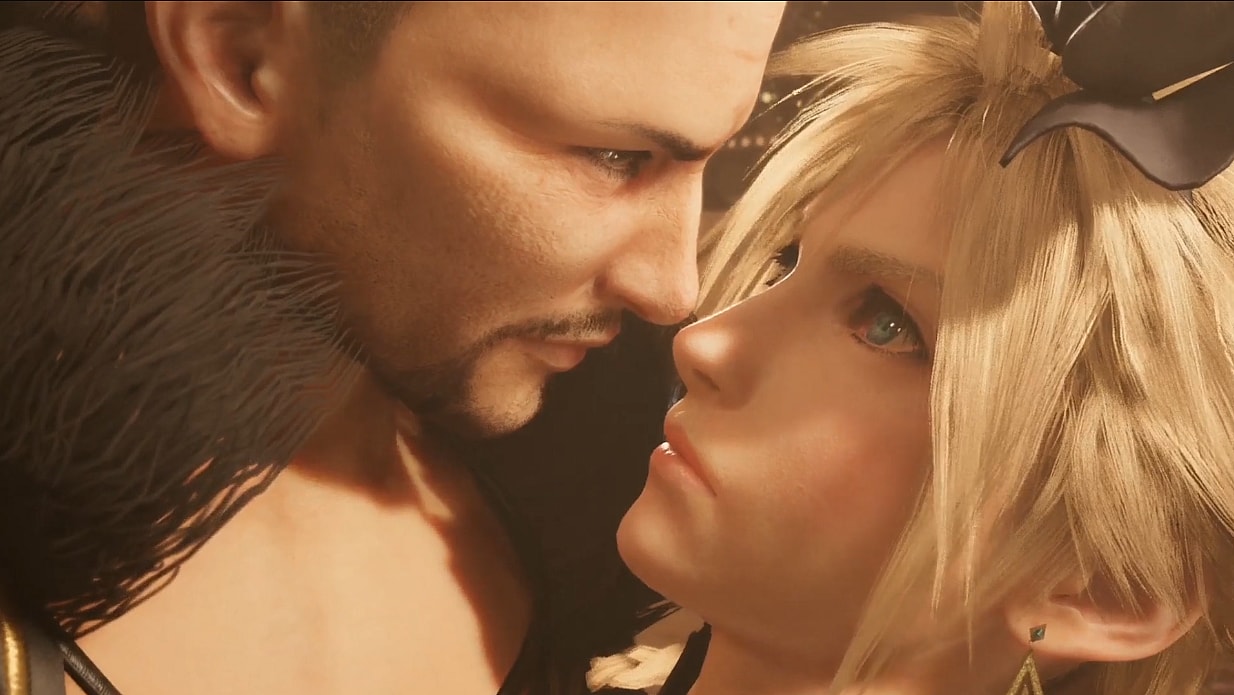 Andrea Rhodea (Trevor Devall) calls Cloud's (Cody Christian) drag is "perfection" in Final Fantasy VII (2020), Square Enix