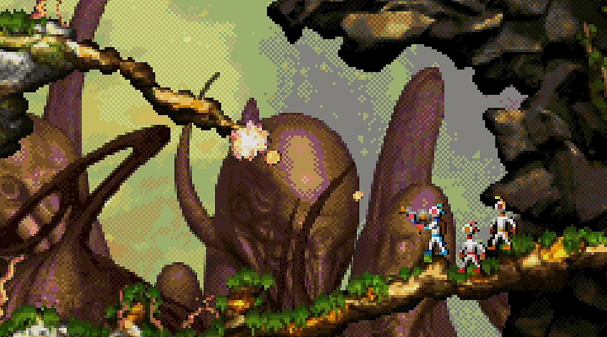 The player uses the Ground-Maker to create platforms in Moons of Darsalon (2023), Dr. Kucho! Games, Astrolabe Games