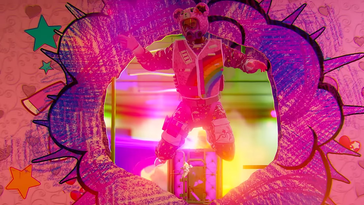 Thatcher is thrown through a hole in a wall by an explosion in the Rainbow is Magic event via Tom Clancy's Rainbow Six: Siege (2015) Ubisoft