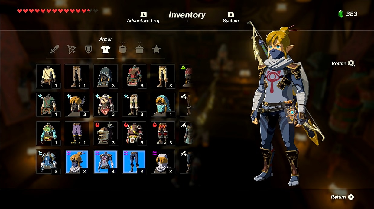 Link wears the Stealth Set via The Legend of Zelda: Breath of the Wild (2017), Nintendo