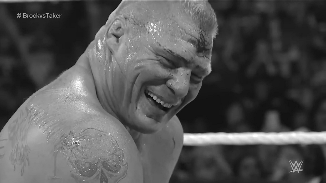 Brock Lesnar bleeds and laughs in a rematch with The Undertaker at Summerslam 2015, WWE