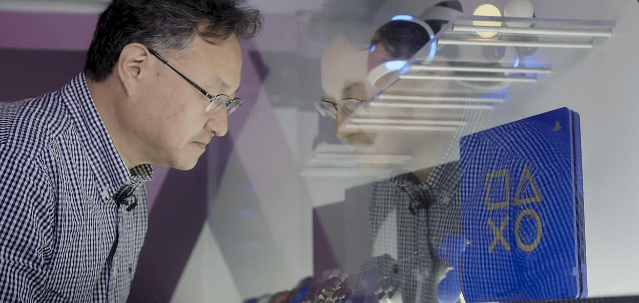 Shuhei Yoshida looks at Playstation remotes at E3 2018, PlayStation Europe, via YouTube