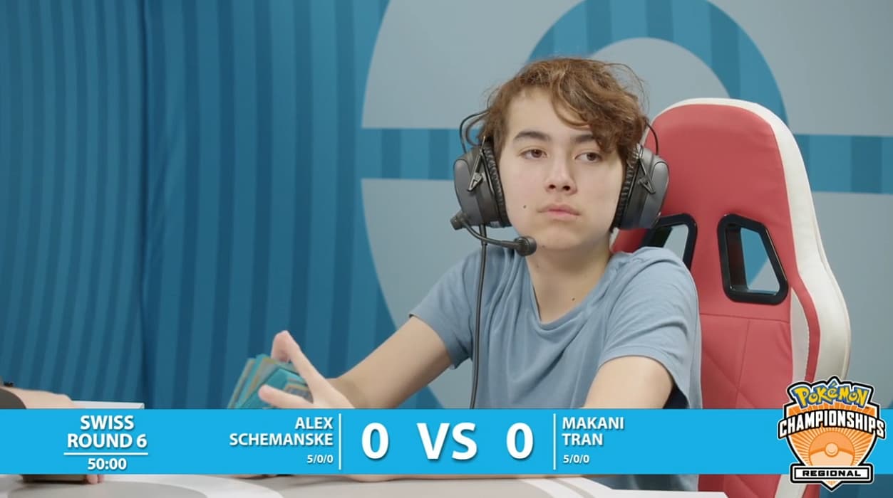 Makani Tran shuffles opponent's deck at 2023 Pokémon Charlotte Regional Championships TCG Day 1