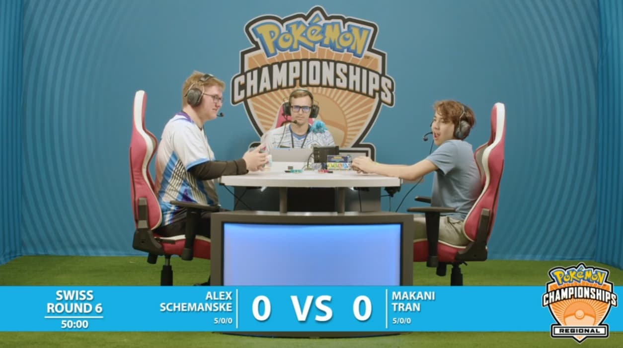 Makani Tran and Alex Schemanske start their match via TCG Day 1 | 2023 Pokémon Charlotte Regional Championships, PokemonTCG Twitch