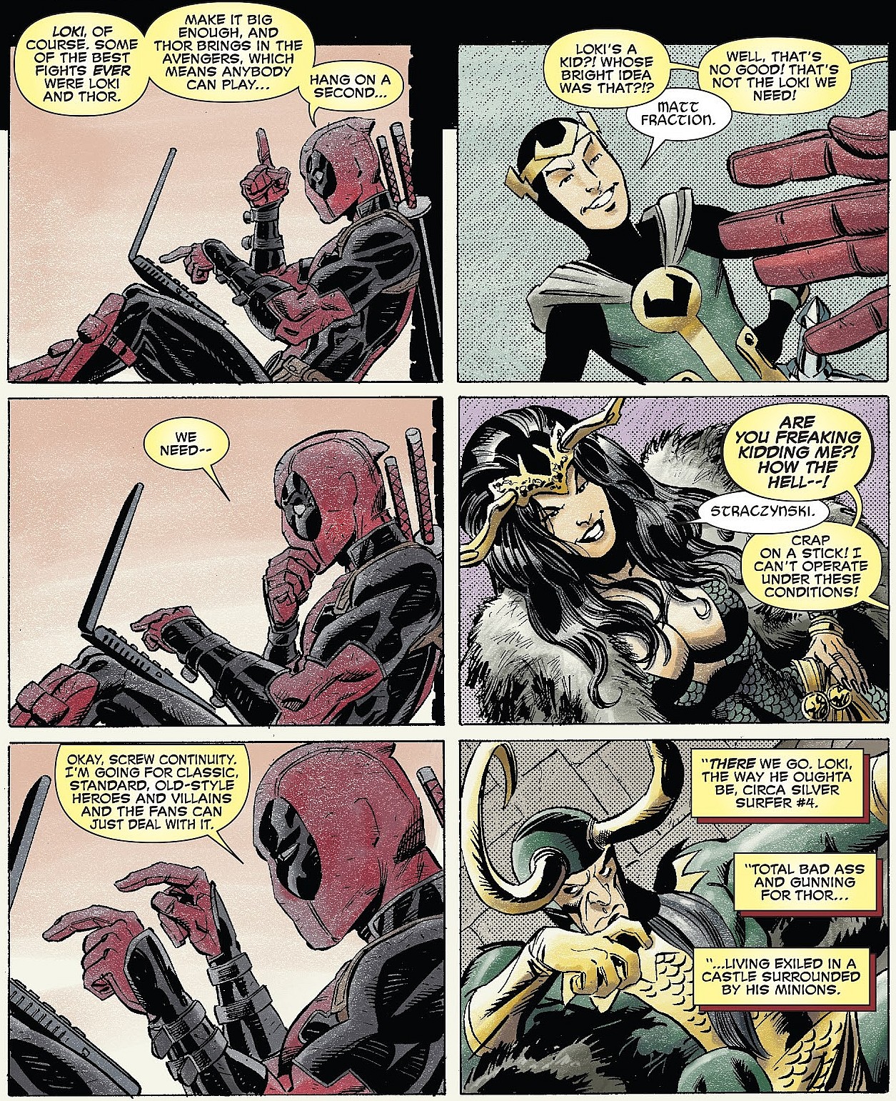 Deadpool seeks Loki for his next plan in Deadpool's Art of War Vol. 1 #1. Words by Peter David, art by Scott Koblish and Val Staples