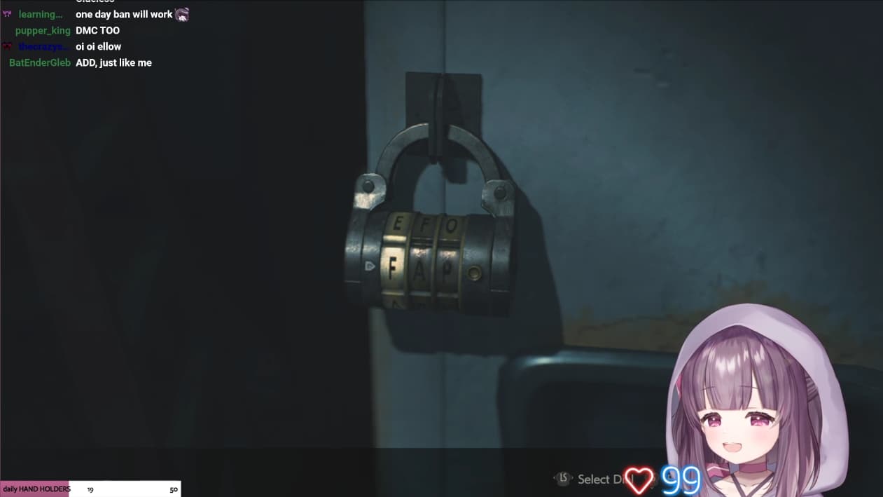 FallenShadow laughs at spelling a dirty word in Resident Evil 2 on Twitch