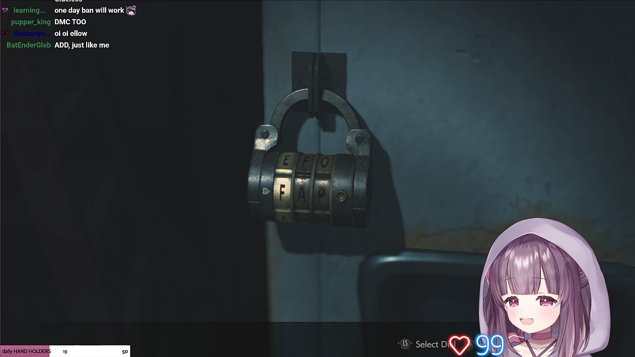 FallenShadow laughs at spelling a dirty word in Resident Evil 2 on Twitch