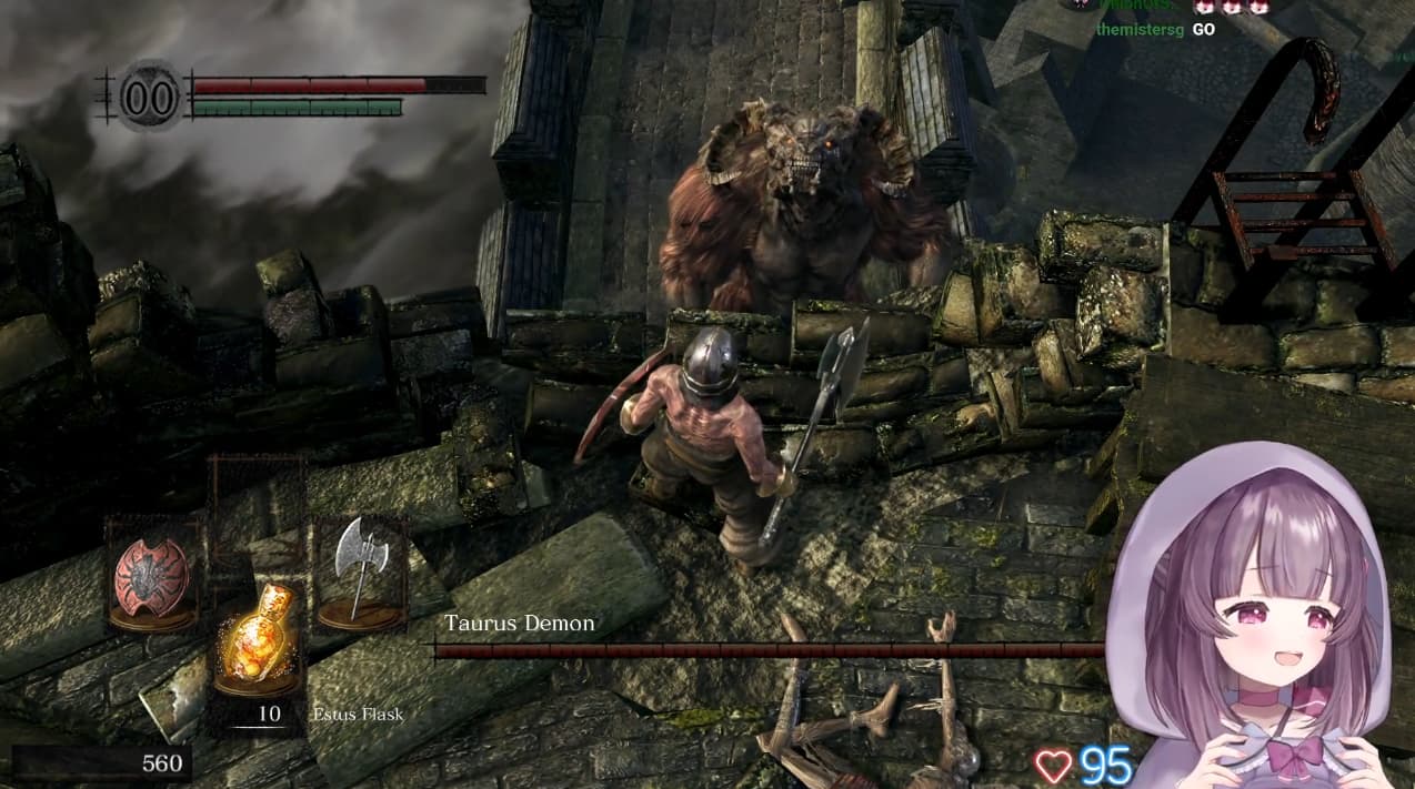 FallenShadow mocks the Taurus Demon in Dark Souls: Remastered on Twitch