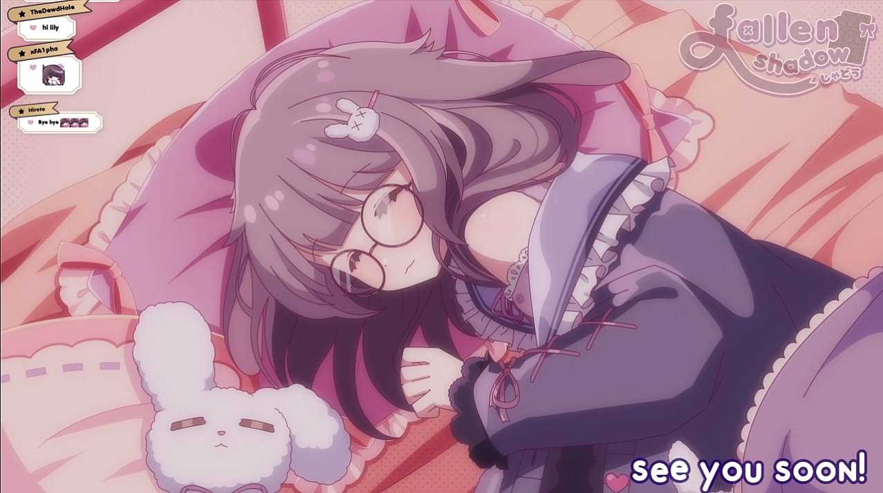 FallenShadow's animation at the end of her streams on Twitch