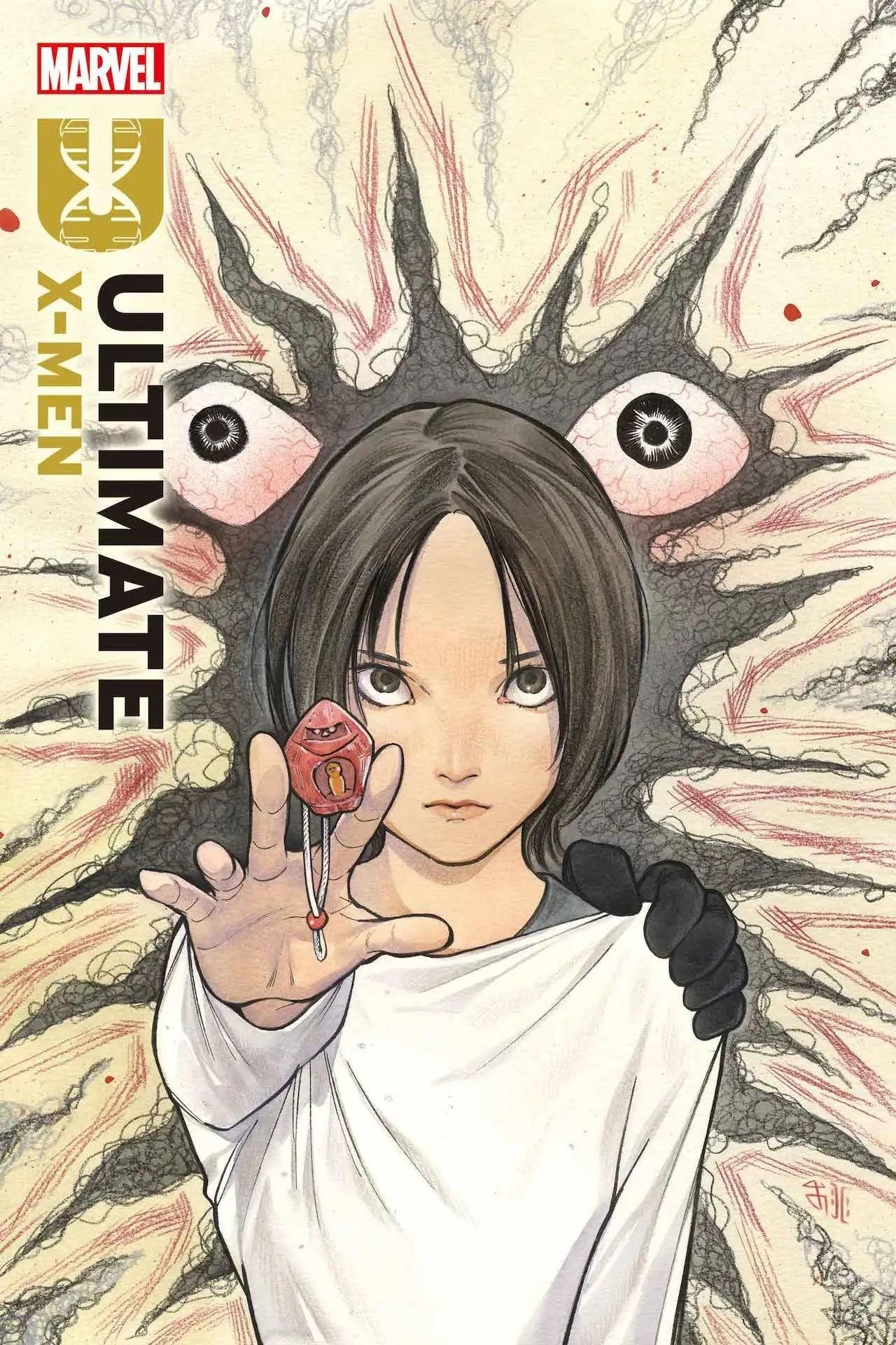 Armor prepares to suit up on Peach Momoko's variant cover to Ultimate X-Men Vol. 2 #1 (2024), Marvel Comics