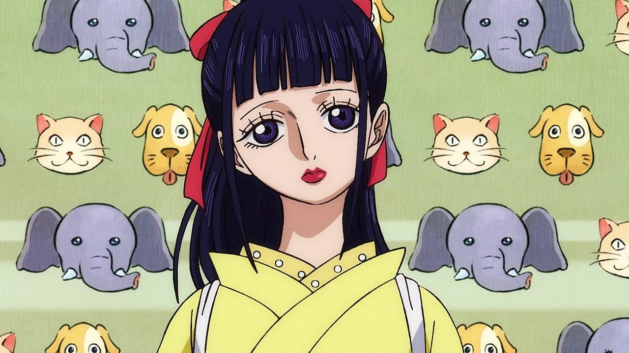 Kiku in One Piece Episode 905 "Taking Back O-Tama - A Fierce Fight Against Holed'em!" (2019), Toei Animation.