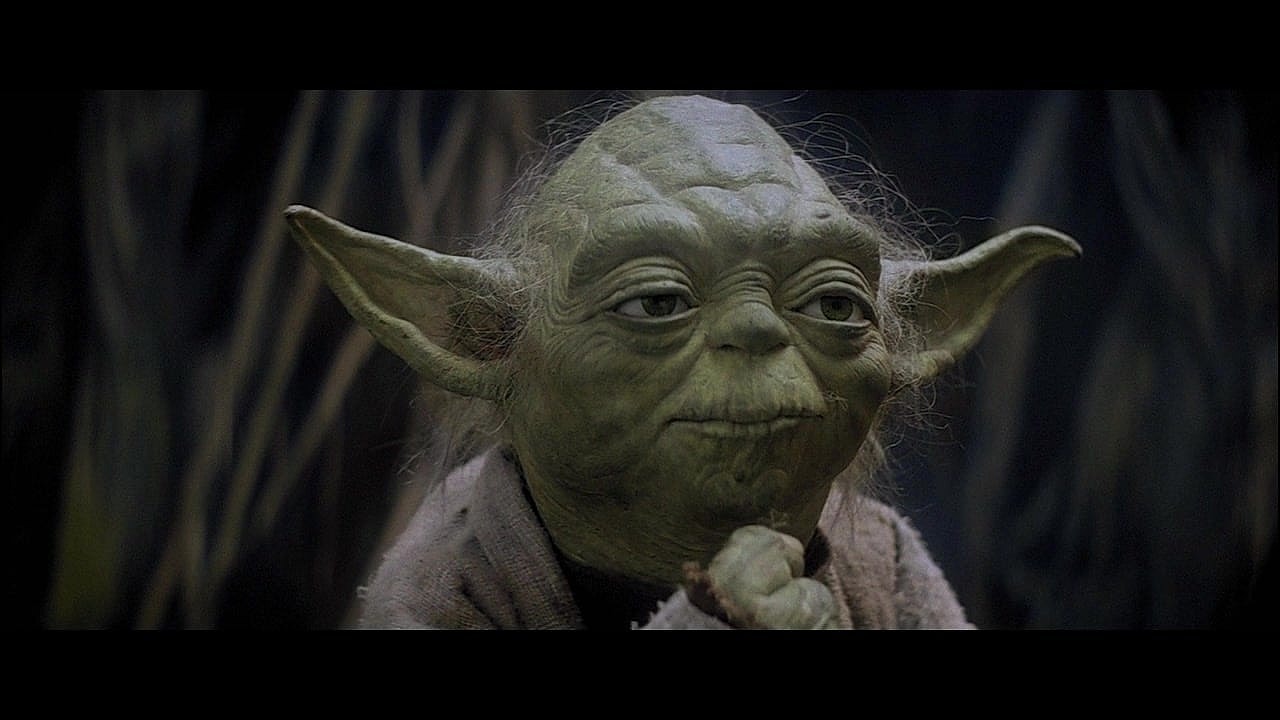 Yoda (Frank Oz) instructs Luke (Mark Hamill) in the ways of the Force in Star Wars Episode V - The Empire Strikes Back (1980), Lucasfilm