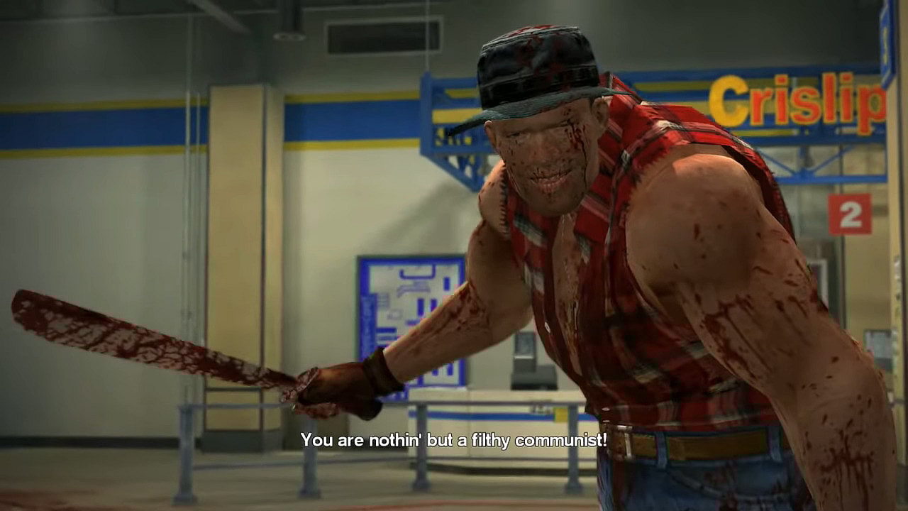 Cliff Hudson (Steve Blum) has no time for communists - real or imaginary - in Dead Rising (2006), Capcom