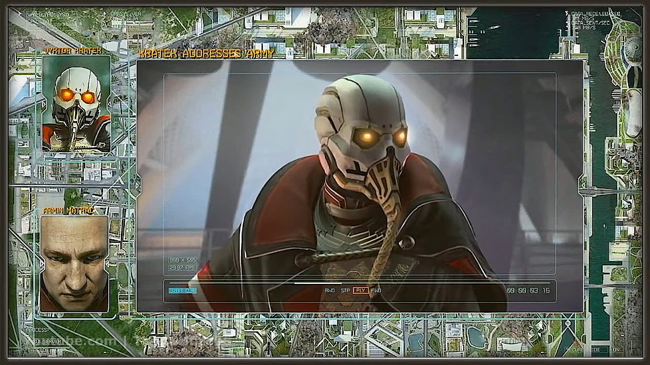 Vyktor Kratek speaks to the Helghast troops in Killzone: Mercenary (2013), Guerilla Cambridge