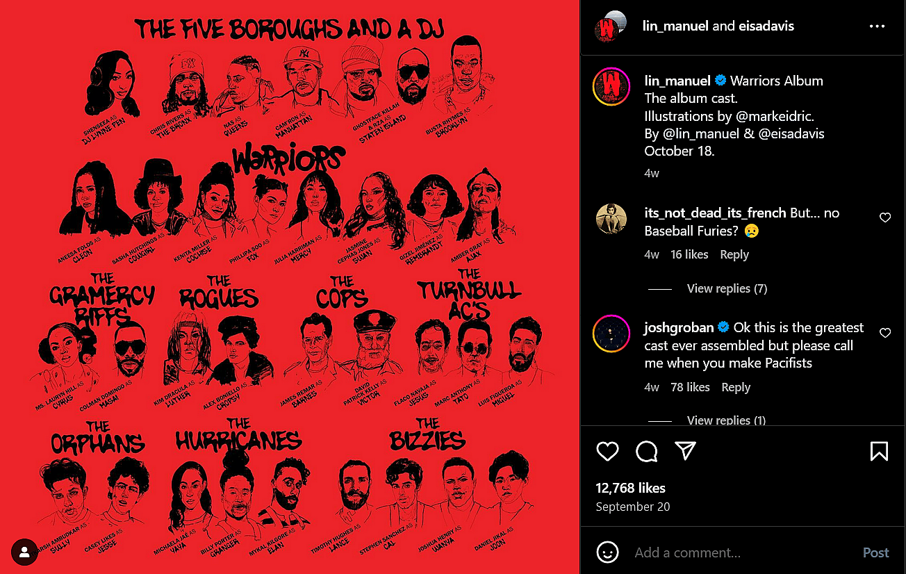 Lin-Manuel Miranda and Eisa Davis reveal the cast of his 'Warriors' album