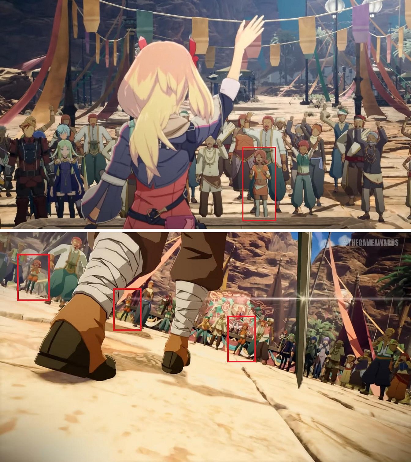 Alleged censorship highlighted in two Blue Protocol trailers, the top being a Japanese trailer, and the bottom being a US trailer via Reddit