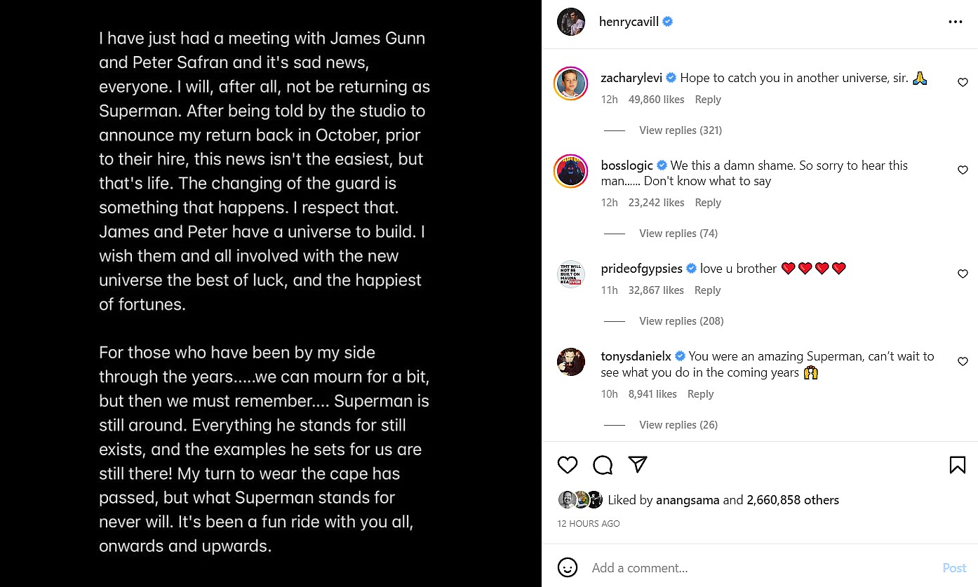 Henry Cavill via Instagram