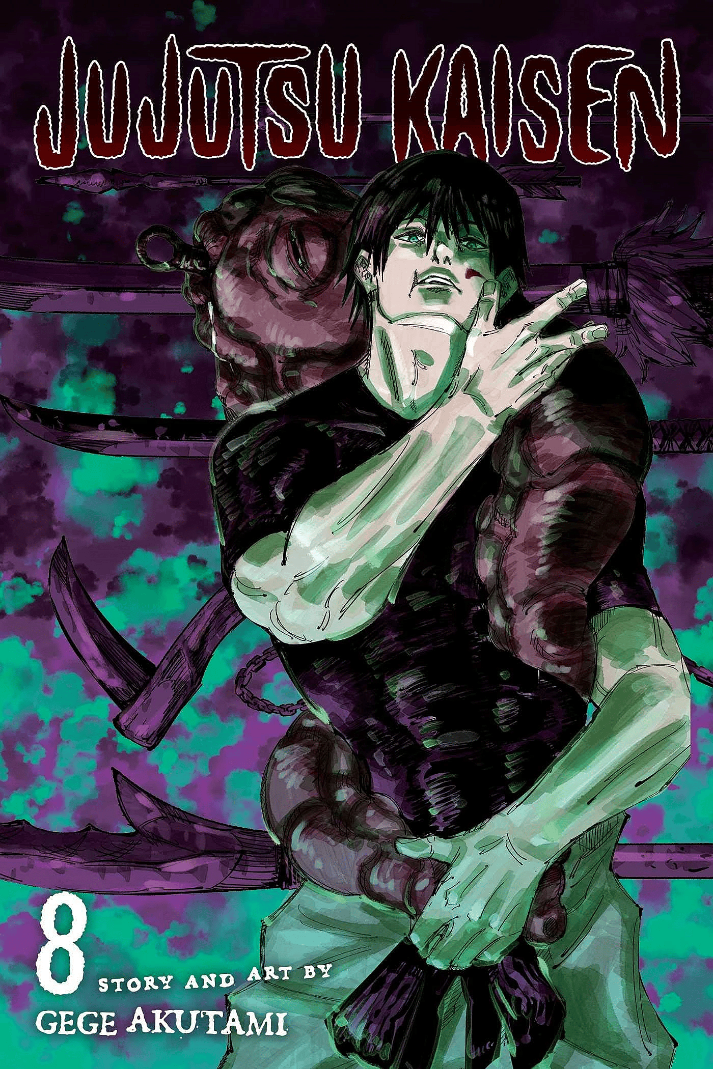 Toji Fushiguro on Gege Akutami's cover to Jujutsu Kaisen Vol. 8 (2021), Shueisha
