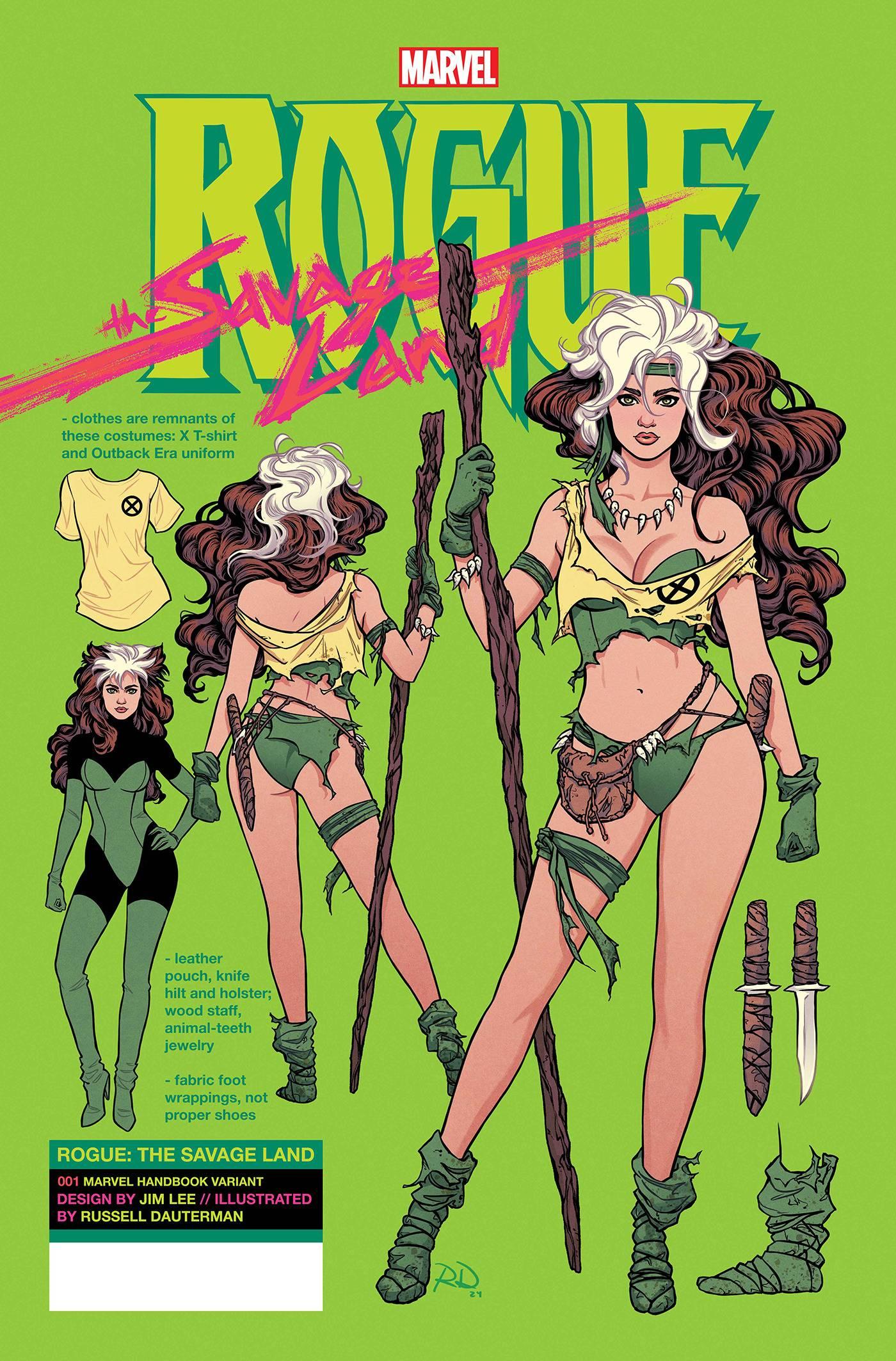 Rogue models her classic Savage Land outfit on Russell Dauterman's variant cover to Rogue: The Savage Land Vol. 1 #1 (2025), Marvel Comics
