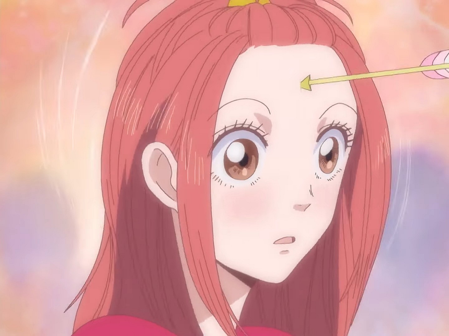 Risa Koizumi (Amber Lee Connors) gets tagged by Cupid's arrow in Lovely Complex Episode 1 "Summer of 1st Grade! I Will Get Myself a Boyfriend!" (2007), Toei Animation