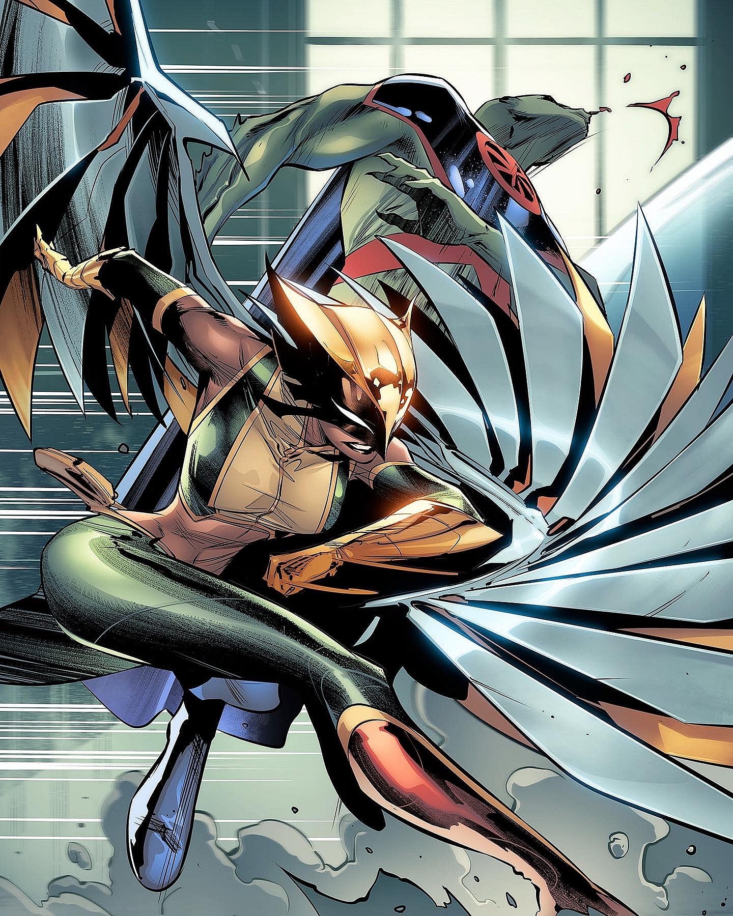 Hawkgirl rages against the Martian Manhunter in Justice League Vol. 4 #9 "Good Morning Moon" (2018), DC. Words by Scott Snyder, art by Jorge Jiménez, Alejandro Sánchez, and Tom Napolitano.