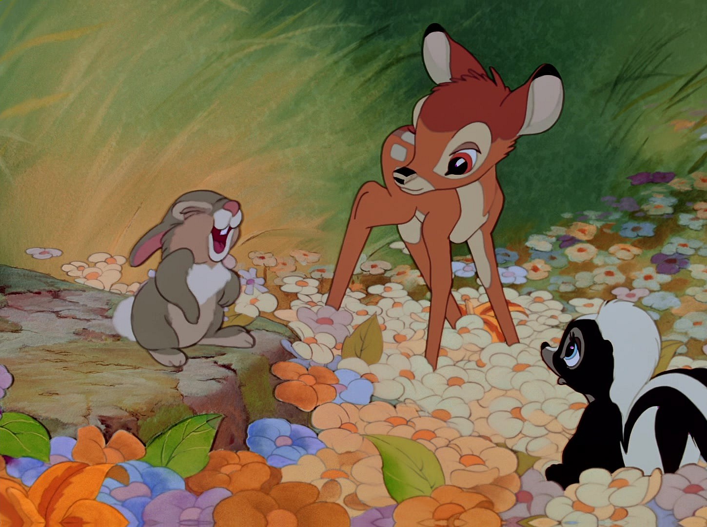 bambi, thumper, flower
