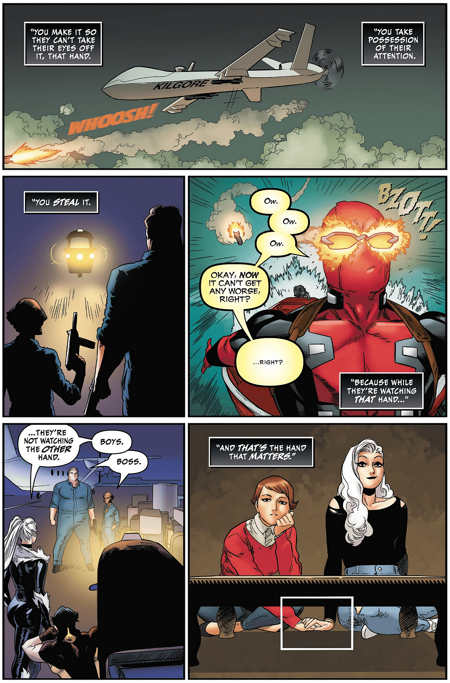 Black Cat reflects on a romance past in Black Cat Vol. 1 #10 "Sleight of Hand: Part 2" (2020), Marvel Comics. Words by Jed MacKay, art by Kris Anka, Brian Reber, and Ferran Delgado.