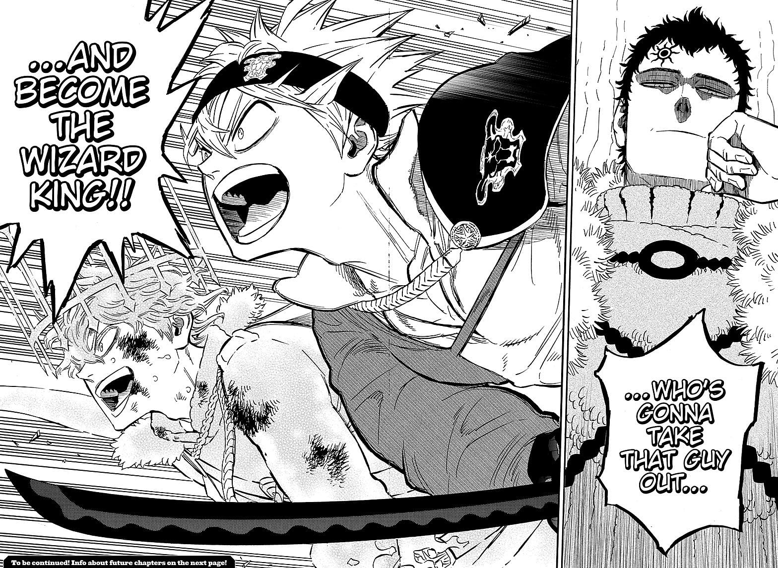 Asta and Yuno rush towards their final battle in Black Clover Chapter 368 "Just Getting Started" (2023), Shueisha. Words and Art by Yuki Tabata.