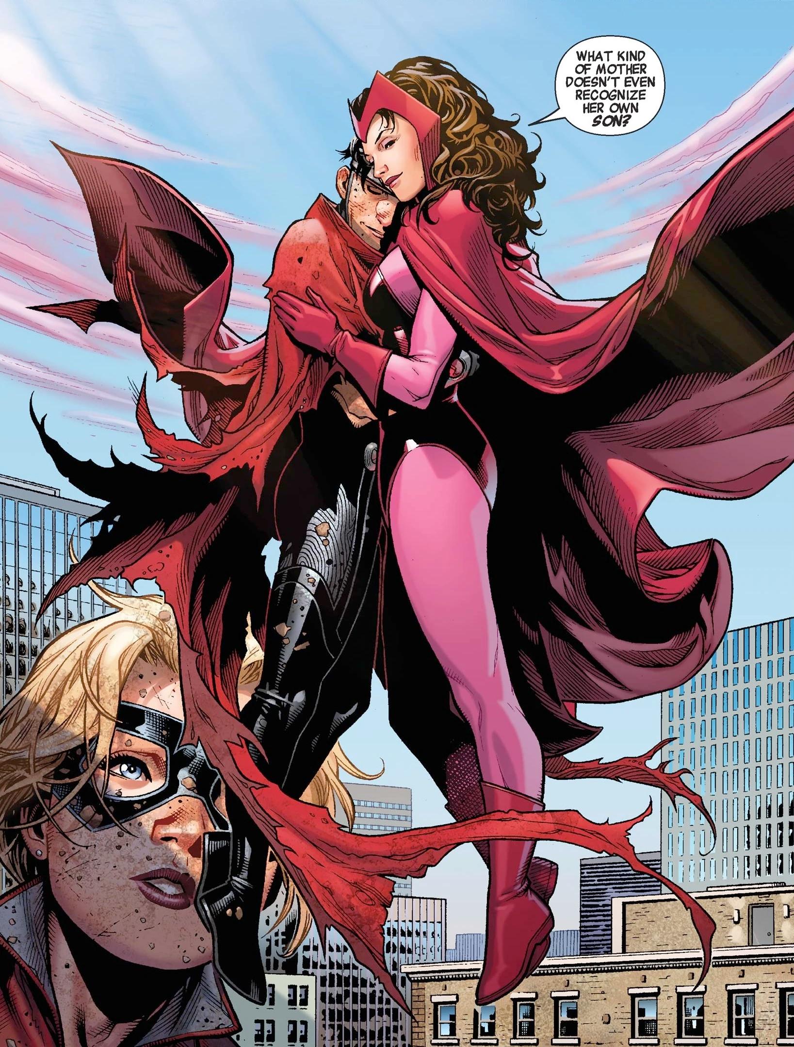 Wiccan and the Scarlet Witch are reunited in Avengers: The Children's Crusade Vol. 1 #6 (2010), Marvel Comics. Words by Allan Heinberg, art by Jim Cheung, Mark Morales, John Livesay, Dave Meikis, Justin Ponsor, and Cory Petit.