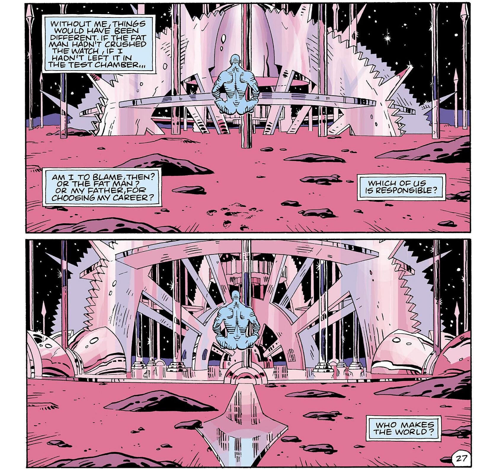 Doctor Manhattan begins the act of creation in Watchmen Vol. 1 #4 (1986), DC