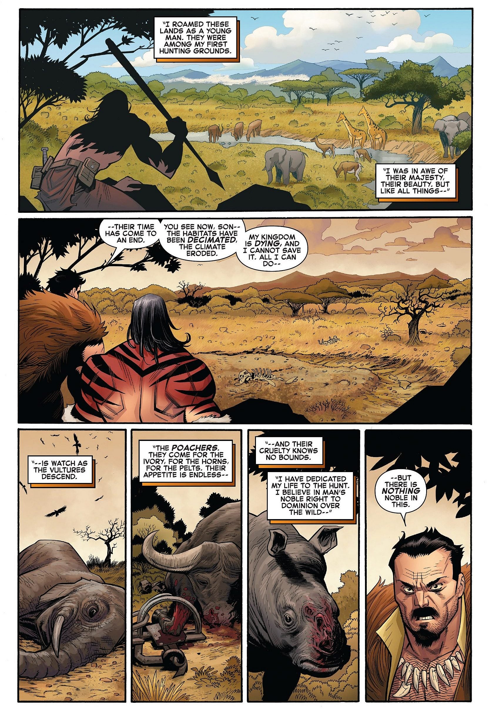 Kraven explains his new mission in Amazing Spider-Man Vol. 5 #16 "Hunted: Prelude" (2019), Marvel Comics. Words by Nick Spencer, art by Ryan Ottley, Alberto Jiménez Albuquerque, Laura Martin, Brian Reber, and Carlos Lopez.