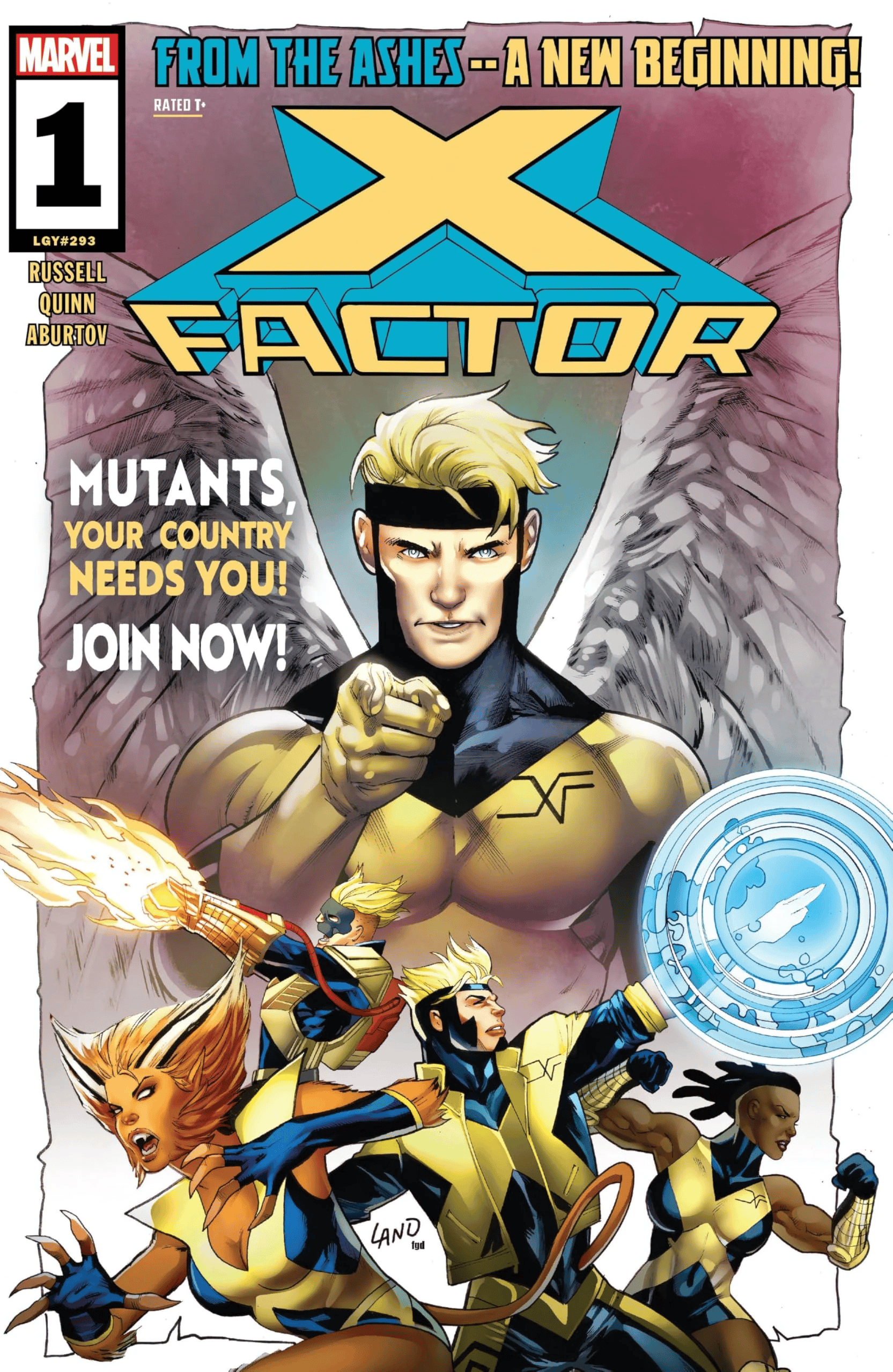 Angel seeks new recruits on Greg Land and Grank D'armata's cover to X-Factor Vol. 5 #1 (2024), Marvel Comics