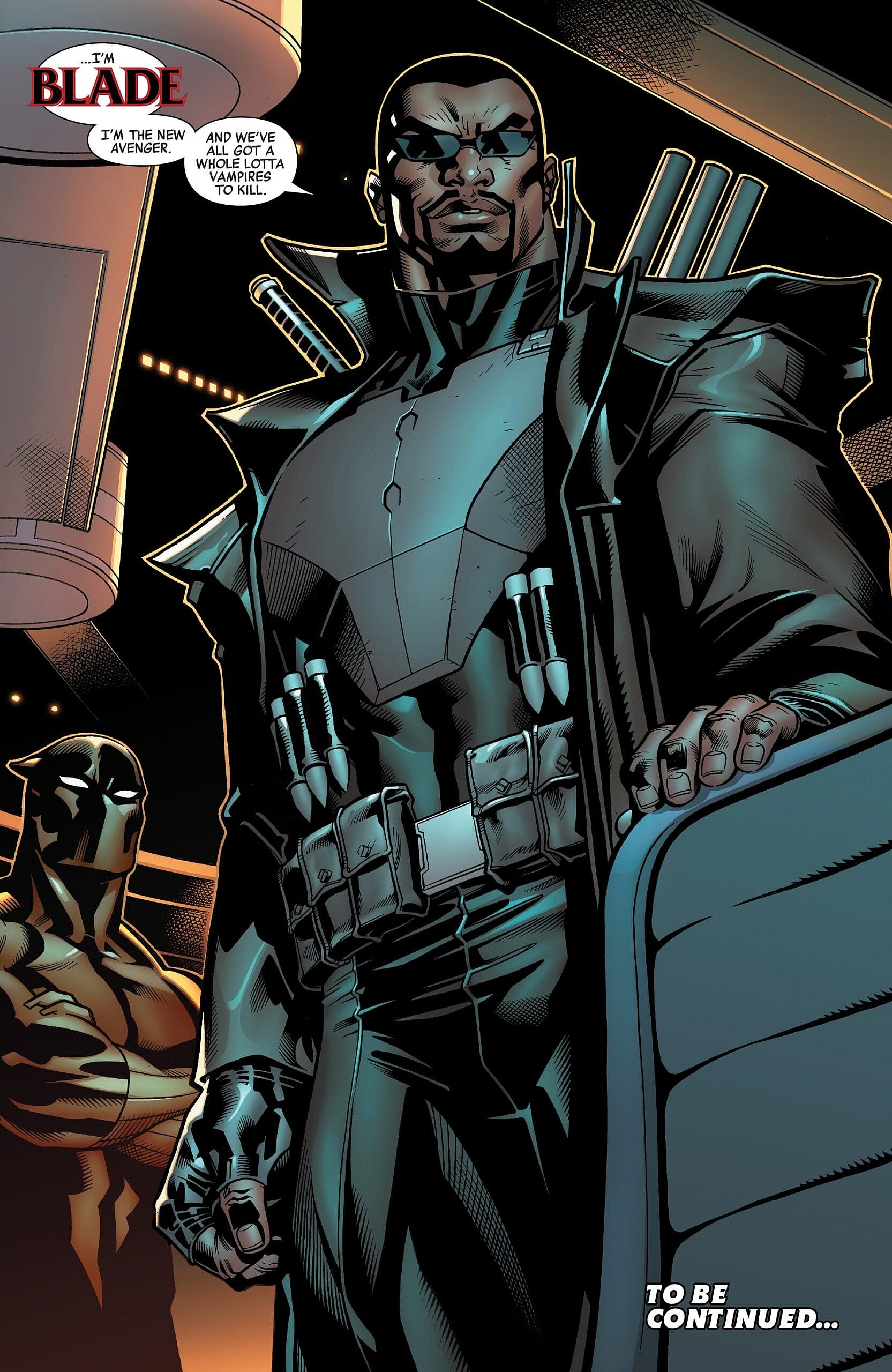 Blade joins the ranks of Earth's Mightiest Heroes in Avengers Vol. 8 #12 "The Agents of Wakanda" (2019), Marvel Comics. Words by Jason Aaron, art by Ed McGuinness, Cory SMith, Mark Morales, Karl Kesel, Scott Hanna, Erick Arciniega, and Cory Petit.