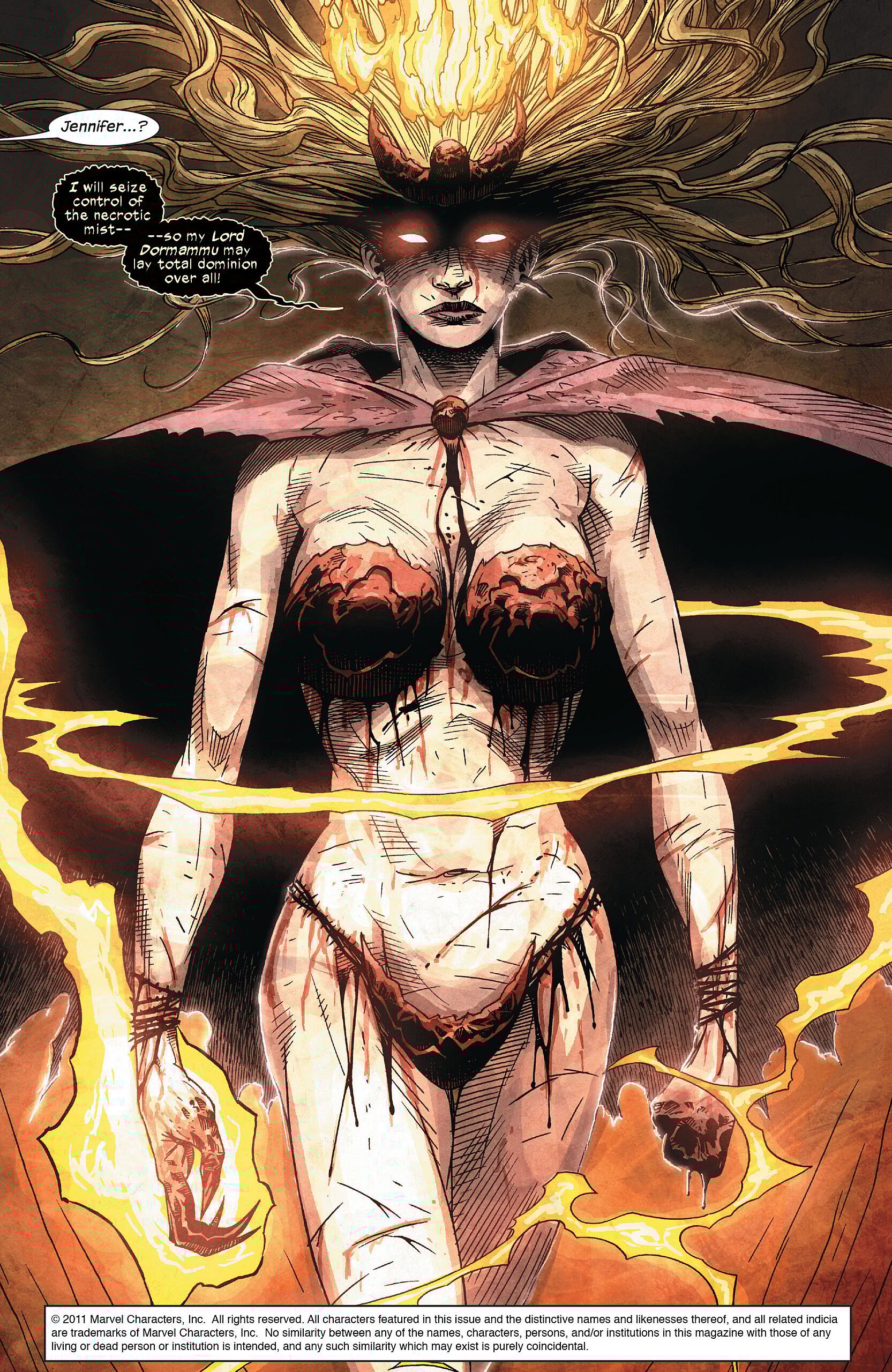 Jennifer Kale makes a deal with Dormammu in Marvel Zombies 4 Vol. 1 #3 "Midnight Sons, Part 3" (2009), Marvel Comics. Words by Fred Van Lente, art by Kev Walker, Jean-François Beaulieu, and Rus Wooton.