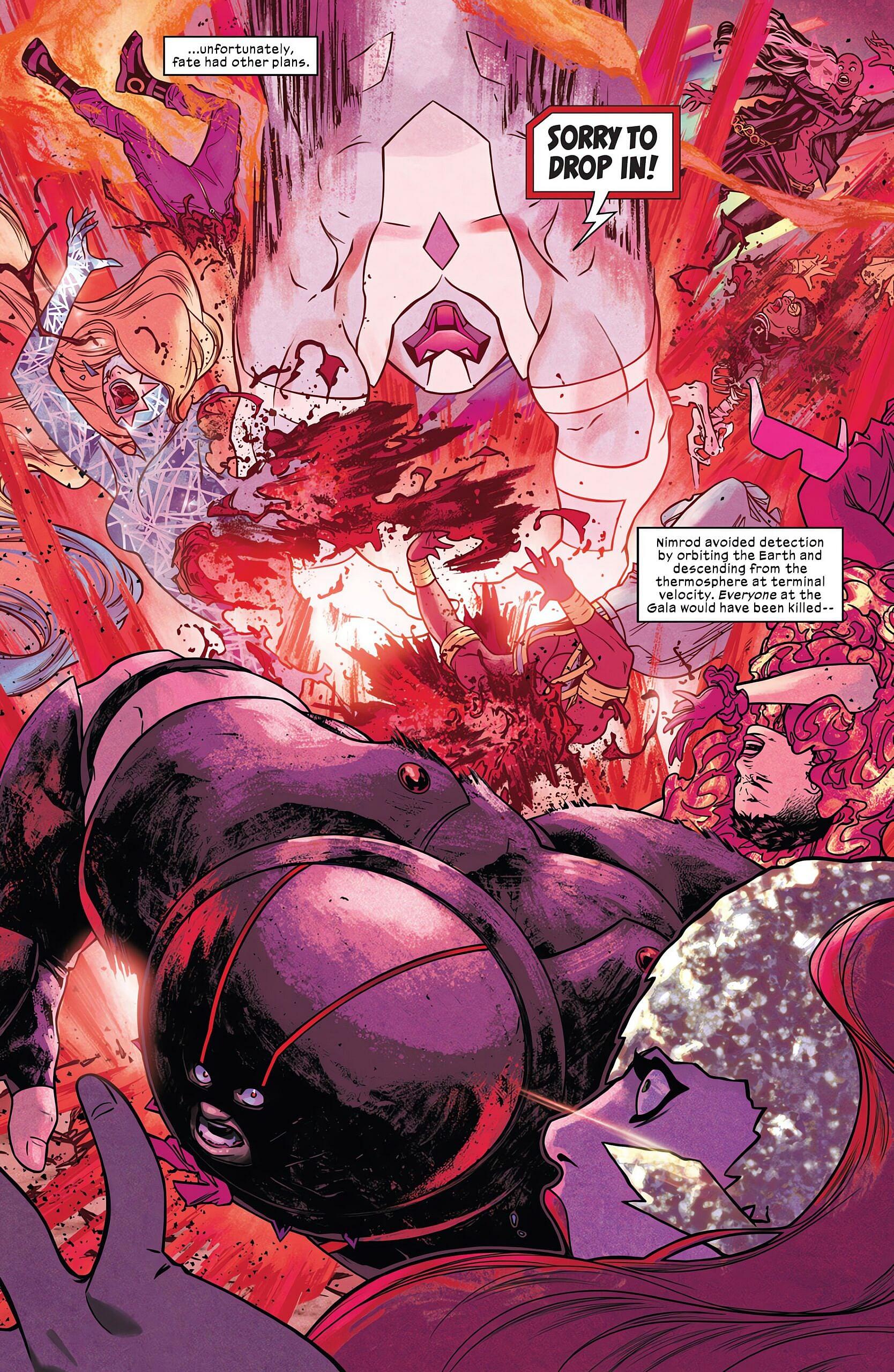 Nimrod obliterates the newly-crowned X-Men team in X-Men: Hellfire Gala 2023 Vol. 1 #1 (2023)